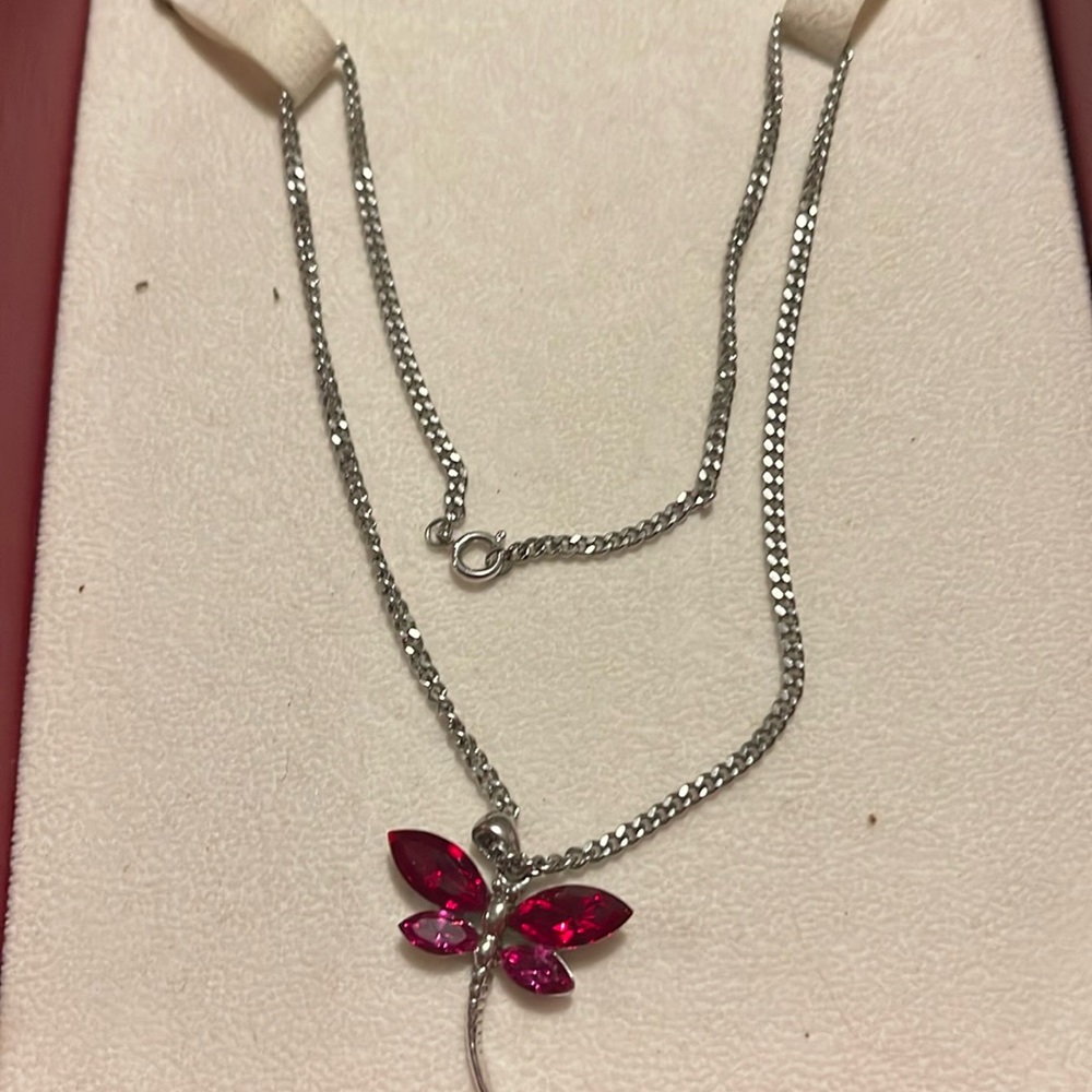 Swarovski Crystal Red DRAGONFLY Necklace